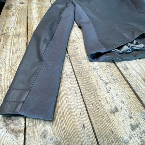 LAMARQUE Gray Soft Leather Moto Jacket Asymmetric Zip Funnel Neck Size M - Picture 6 of 9